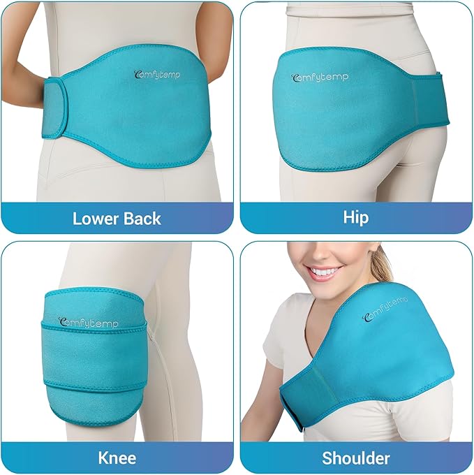 Comfytemp Ice Pack for Back Pain Relief, 2 Packs, FSA Eligible, Reusable Gel Lower Back Wrap Ice Brace for Sciatica Injuries, Hot Cold Compression for Lower Lumbar, Waist, Men Women After Surgery Gift
