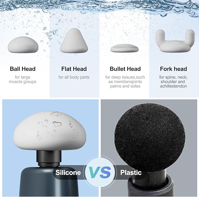 Massage Gun,Deep Tissue Muscle Massager,Brushless Motor Portable Full-Metal Travel,Equipped with 4 Speeds & 8 Massage Heads, Gifts, Home, Athletes, Office (Gray Green)