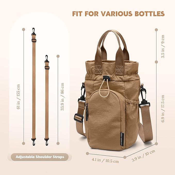 Large Water Bottle Bag for 32/40/42//64oz Water Bottle,Casual Drawstring Crossbody Water Cup Bag