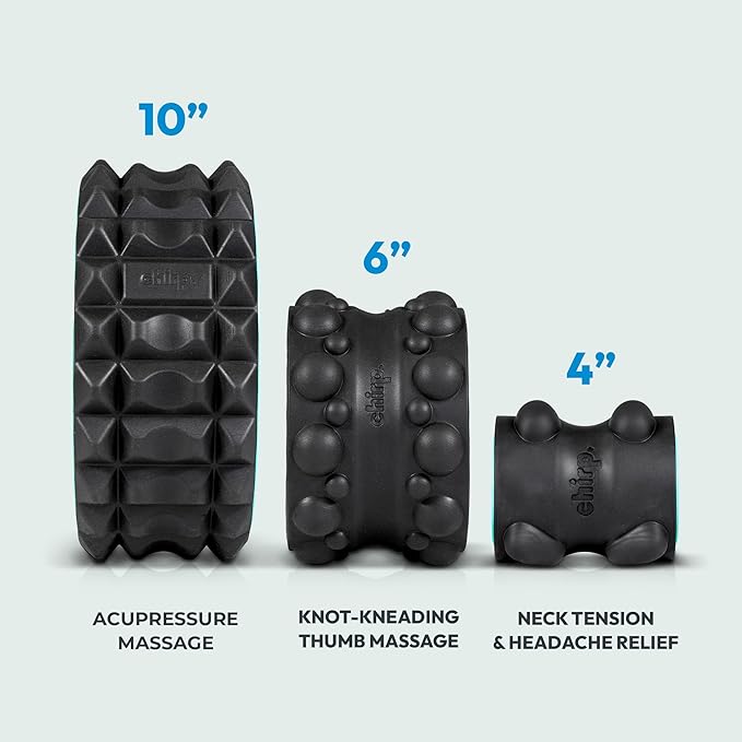 Chirp Wheel Base XR 3P 10” Acupressure & Stability: Achieve Deep Massages with Knot-Kneading Thumb, Neck & Headache Tension Relief - Black