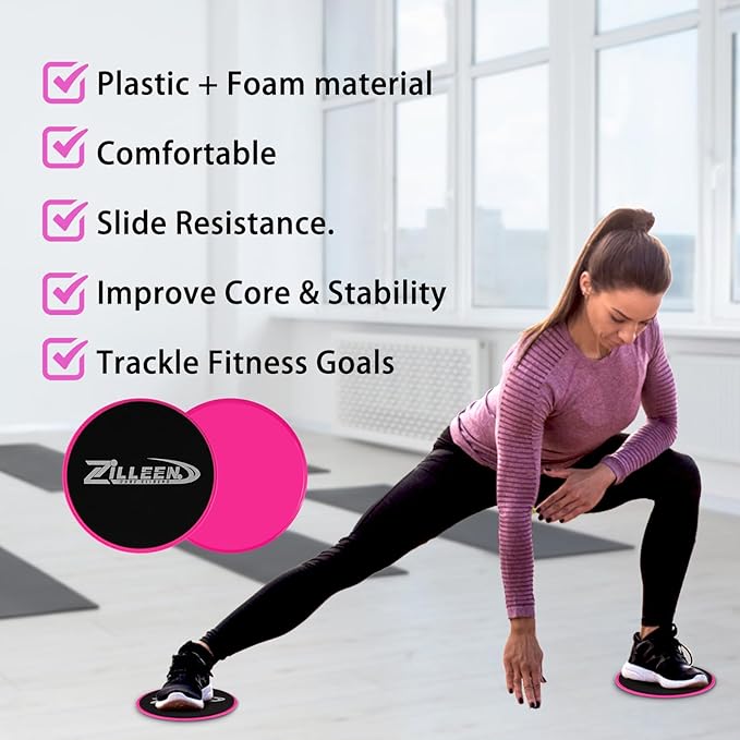 ZILLEEN Exercise Sliders for Working Out Fitness Discs for Pilates Women Men, 2 Pack