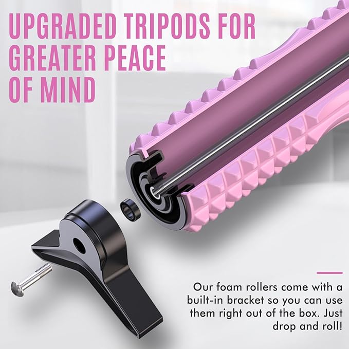 Trigger Point Foam Roller with Stand, 21 Inch Medium Density Foam Roller Long Back Roller Exercise Foam Roller for Physical Therapy, Muscles Deep Tissue, Pilates, Back Pain and Muscle Recovery (Pink)