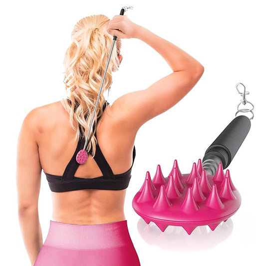 Cactus Scratcher Extendable Keychain Back Scratcher, Long Stick Double-Sided Itch Reliever for Back, Head & Body for Men & Women, Mother's Day Gifts, Extends Up to 16 Inches (Pink)