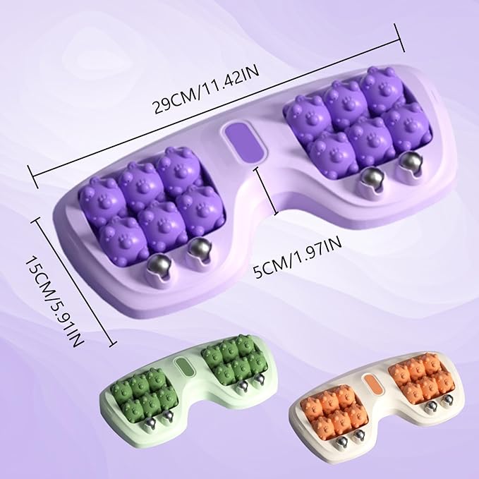 Portable Double Foot Massage Roller,Plantar Fasciitis Relief, Dual Foot Acupressure Therapy for Stress Relief and Improved Circulation, Portable Reflexology Tool for Home and Office Use (Purple)