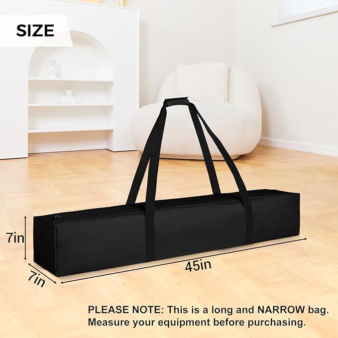 COOLBEBE 45 Inch Tripod Carrying Case - 45x7x7 Inch Storage Bag for Light Stands, Fishing Rods, Tent Poles, and Camera Gear, Water Resistant, Black
