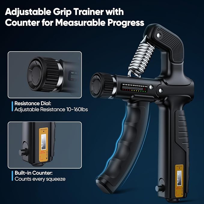 FitBeast Grip Strength Tester Set with Hand Strengthening Tools – Track Progress, Build Strength & Support Hand Recovery (3-in-1 Kit)