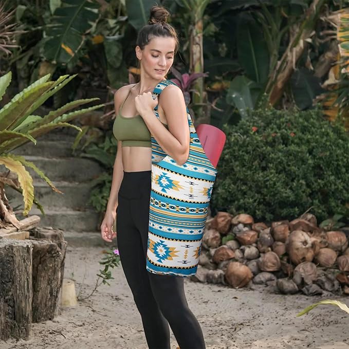 Fashion Printed Yoga Mat Bag with Large Side Pocket & Zipper Pocket Long Tote Yoga Bag Fit Most Size Mats - Holds More Yoga Accessories