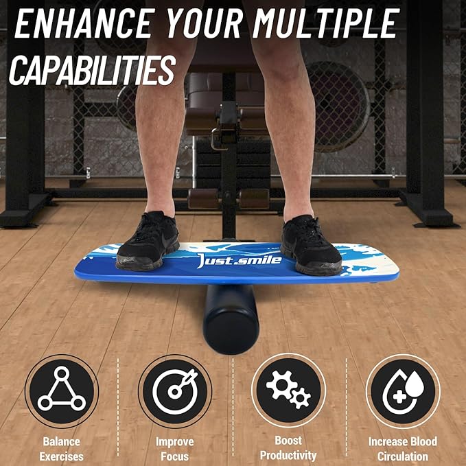 Balance Borad Sports Trainer-with Adjustable Stopper- Stability Board for Physical Therapy,Yoga,Surfing Training-Max Load 350lbs with Aiti- Slip Surface