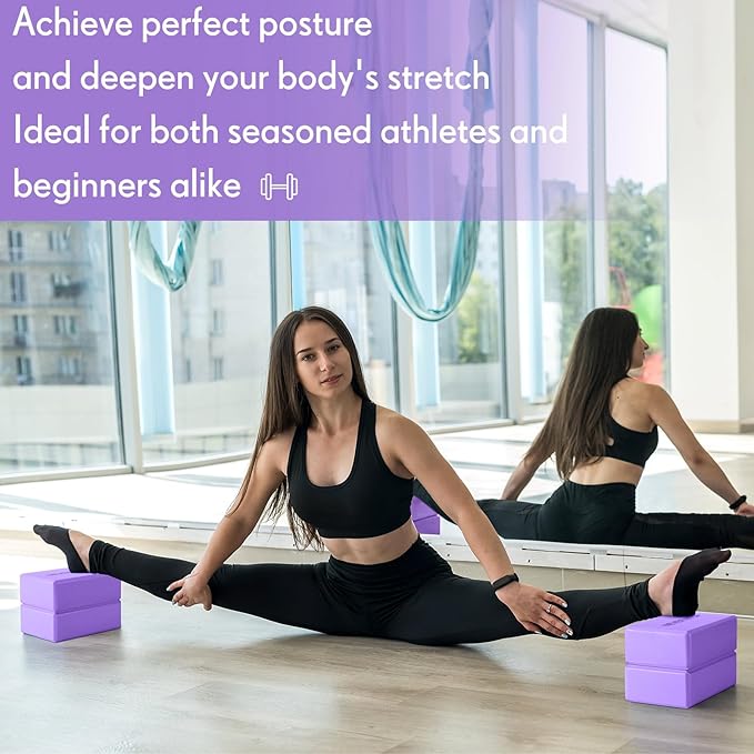 4 Pack Yoga Blocks Non Slip Pilates Brick Foam Blocks Pilates Dance Gymnastics Workout Fitness Props Tool for Stretching Meditation and Exercise