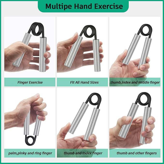 Grip Strength Trainer 6 Pack,50LB-300LB Metal Hand Grip Strengthener,Non-Slip Heavy-Duty Forearm Exerciser,Hand Gripper for Muscle Building and Hand Rehabilitation Exercising