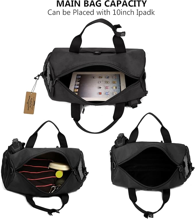 ArcEnCiel Small Tactical Duffle Bag Men Gym Pack Military Molle Shoulder Bags Shoes Storage Sports Handbag with Patch (Black)