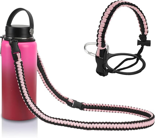 Wongeto Paracord Handle Carrier Holder with Shoulder Strap,Compatible with Hydro Flask Wide Mouth Water Bottles