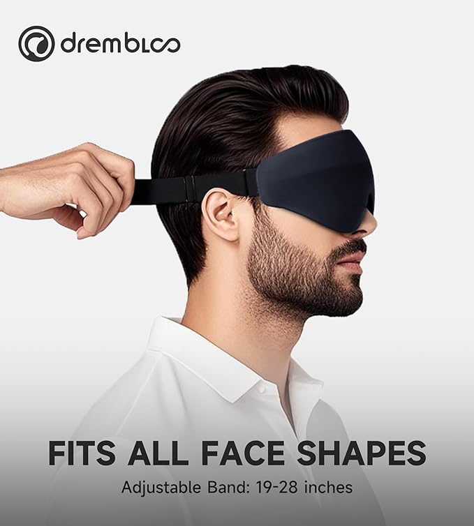Sleep Mask with 3D Contoured Memory Foam, Zero Light Leakage Nose Bridge, Breathable Eye Cover for Side Sleepers, Travel, Office Nap & Insomnia Relief，Black