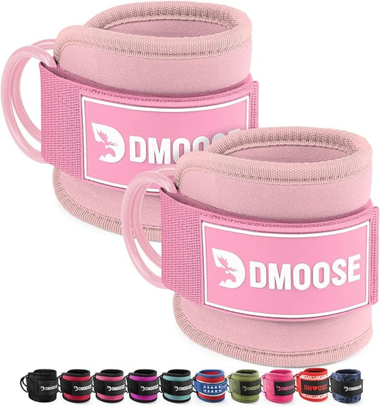 DMoose Ankle Strap for Cable Machine - One Size Fit with Premium Padding, Workout Kickback Ankle Cuffs, Ankle Bands for Working Out, Booty Workouts, Leg Extension, Hip Abductors & Lower Body Exercises