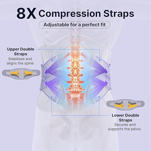 Fit Geno Back Brace for Lower Back Pain Women: Adjustable Lumbar Support Brace for Pain Relief - Breathable Waist Belt for Comfort - XS/S