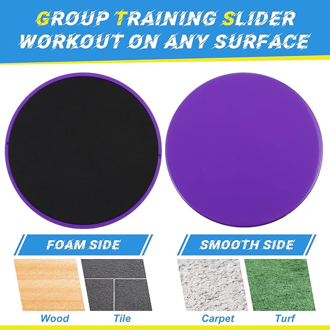 Jenaai Core Sliders Bulk Exercise Glider Discs Gifts for Group Training Classes Fitness Slider Workout Dual Sided AB Pads for Gym Carpet Hardwood Floor