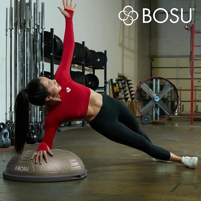 Bosu Half Ball Home Balance Exercise Trainer for Strength and Flexibility Workouts with Built to Last Burst Resistant Material and Hand Pump