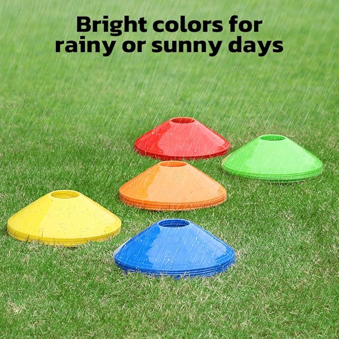 GHB Soccer Cones 25/50/100 Pack Disc Soccer Sport Cones Training Field Marker Agility Cones for Traffic, Basketball, Coaching, Practice Equipment Includes Cone Drills Guide