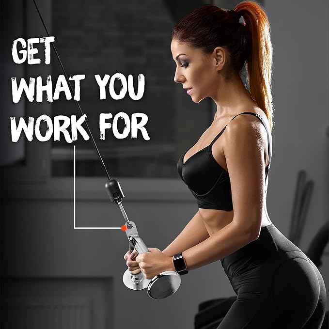 Yes4All Cable Machine Attachment, Row Handles, Tricep Rope, Straight Bar, V Bar, LAT Pulldown Accessories Load 880 LB for Home Gym