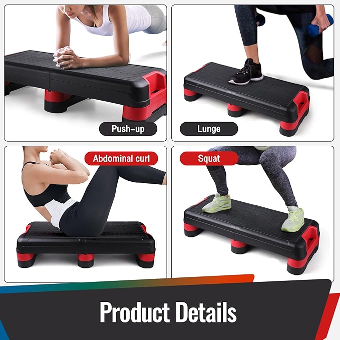 33.5" Aerobic Exercise Folding Step Platform for Home Workout, Configurable 3 Height Workout Stepper for Office Indoor Home Gym Exercise, Lightweight, Save Storage Space Aerobic Step Platform