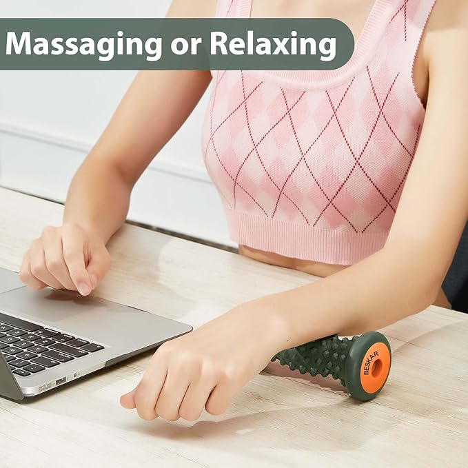BESKAR Foot Massage Roller for Relief Plantar Fasciitis, Foot Reflexology Tool Pressure Point Massage Roller, Deep Tissue Massage for Relieving Feet Arch Heel Pain, Myofascial Pain Syndrome