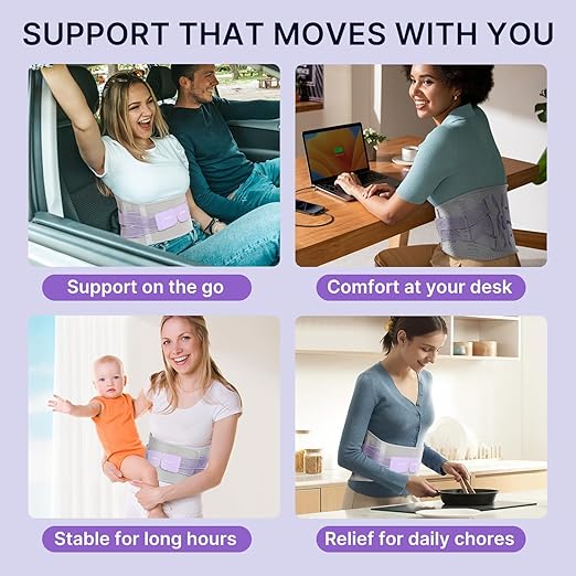 Fit Geno Back Brace for Lower Back Pain Women: Adjustable Lumbar Support Brace for Pain Relief - Breathable Waist Belt for Comfort - L/XL