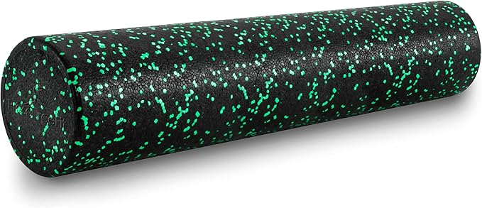 ProsourceFit High Density Foam Rollers 12 - inches Long, Firm Full Body Athletic Massage Tool for Back Stretching, Yoga, Pilates, Post Workout Muscle Recuperation, Black/Blue