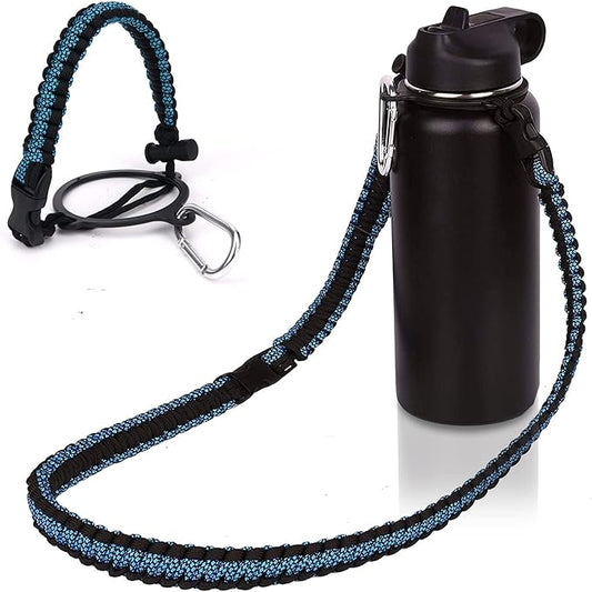 Wongeto Paracord Handle Carrier Holder with Shoulder Strap,Compatible with Hydro Flask Wide Mouth Water Bottles