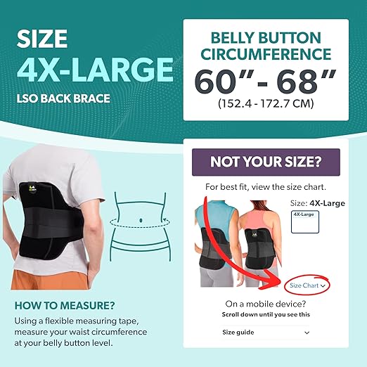 BraceAbility LSO Back Brace for Herniated, Degenerative & Bulging Disc Pain Relief, Sciatica, Spine Stenosis | Medical Lumbar Support Device for Post Surgery & Fractures with Hot/Cold Therapy (4XL)