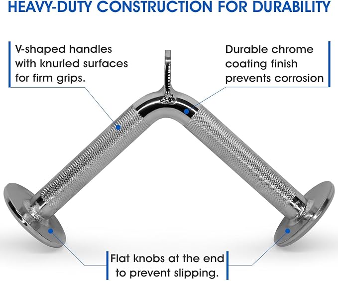 Yes4All Cable Machine Attachment, Row Handles, Tricep Rope, Straight Bar, V Bar, LAT Pulldown Accessories Load 880 LB for Home Gym