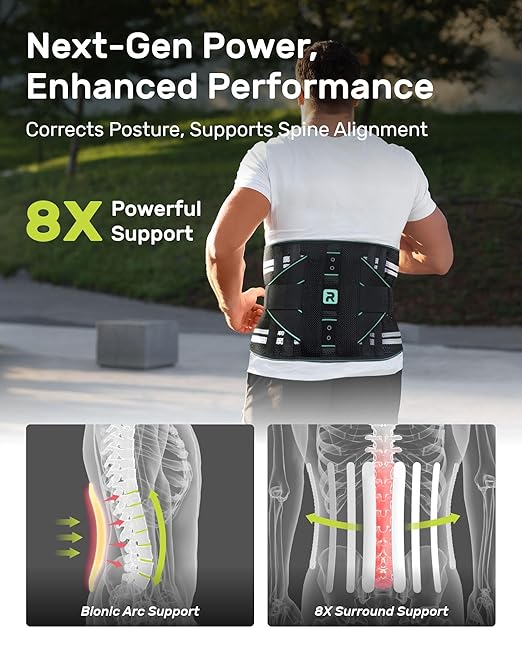 Back Brace for Lower Back Pain Relief for Women Men, Elastic Back Support Belt with 8 Stays and 3200 Uses Touch Fastener for Lifting at Work, Breathable Soft Lumbar Support with Removable 3D Compression Pad (Blue, X-Large (Waist: 45.3"-51.2"))
