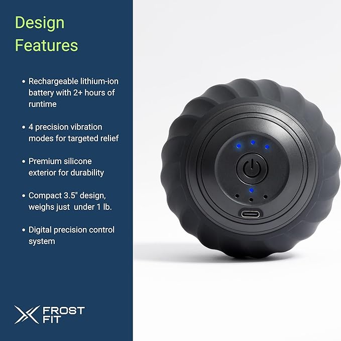 Frost Fit VibePro Pulse - Vibrating Massage Ball Massager - Deep Tissue Therapy Ball with 4 Speeds - Myofascial Release & Pain Relief