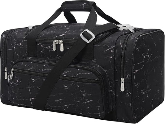 20 inch Sports Duffel Bag - for Travel Gym - Black Marble