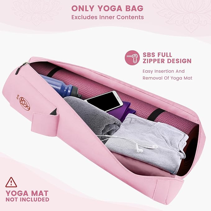 Gonex Yoga Mat Bag, Yoga Mat Carrier Full-Zip Exercise Yoga Mat Carry Bag for Women Men with 2 Multi-Functional Storage Cargo Pockets Extra Wide Adjustable Shoulder Strap