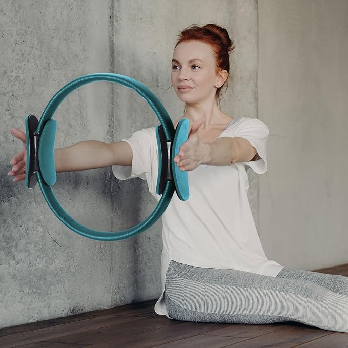 Syhood Pilates Ring 11. 81 Inch Pilates Circle Yoga Ring Magic Lightweight Flexible Workout Equipment for Fitness Physical Therapy Resistance Exercise Arms Legs