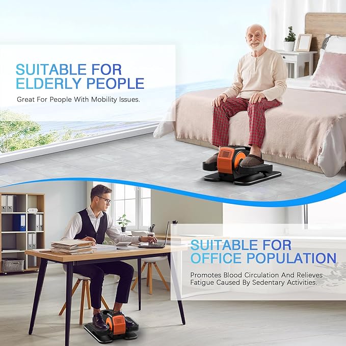 Under Desk Elliptical Machine, Electric Elliptical Leg Exerciser for Seniors with 12 Ad justable, Quiet Portable Elliptical Machine, Seated Pedal Exerciser with Remote Control