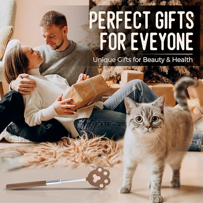 Back Scratcher, Oversized Color-Replaceable Head, Telescoping Massage Tool, 27 inch Aluminium Extendable Handle, Relief of Itches, Gift for Man and Woman (Brown)