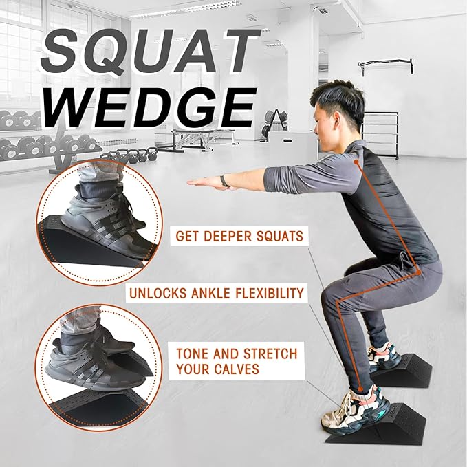 UNMERA Squat Wedge Block 2PCS Non Slip Professional Ramp, Platform for Heel Elevated Squats and Calf Raises