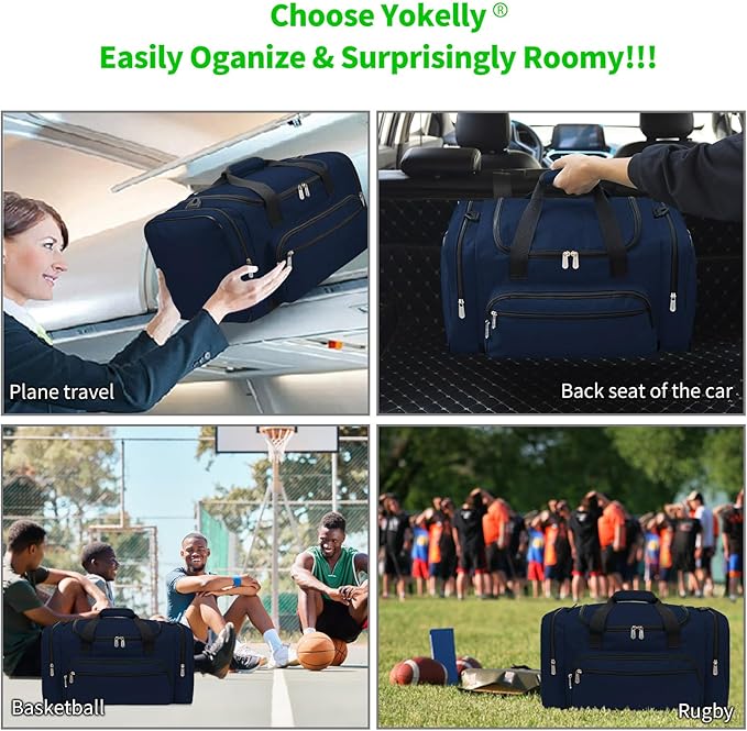 Gym Bag 22 inch Sport Duffle Bag for Men - 55L Weekender Duffel Bag for Travel - Navy Blue