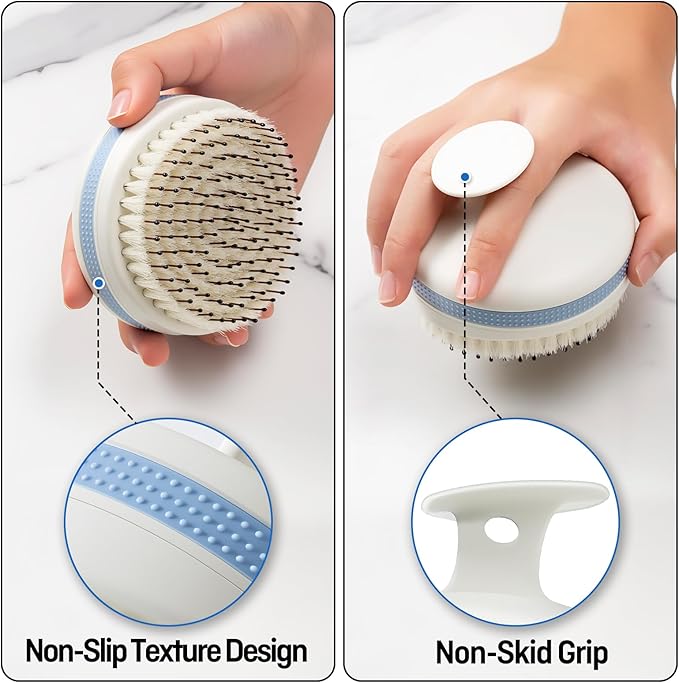 Scalp Massager with Double-Layer Bristles,Anti-Slip Rich-Lathering Hair Washing Shampoo Brush,Curved Scalp Scrubber with Better Head Fit for Dandruff Removal,Head Massage and Hair Growth.