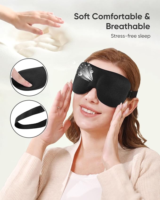 LKY DIGITAL Sleep Mask for Side Sleeper 3 Pack, Blackout 3D Eye Mask for Sleeping, Night Blindfold for Men Women