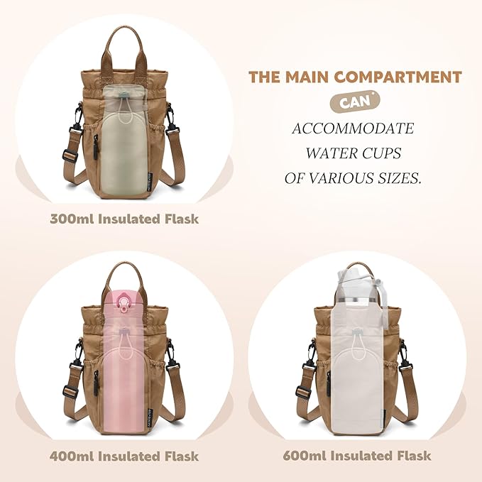 Large Water Bottle Bag for 32/40/42//64oz Water Bottle,Casual Drawstring Crossbody Water Cup Bag