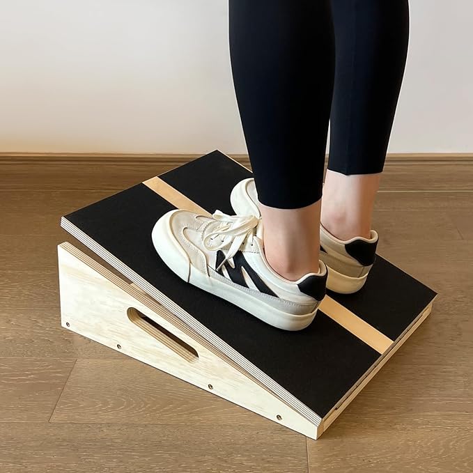 Adjustable Foot Incline Wooden Slant Board For Calf Stretching,440lb Capacity, Balance Velour Stretcher Ankle Stretch Knee Leg Boards Squats Wedge Exercise Pilates Fitness Portable Equipment