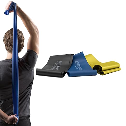 THERABAND Resistance Bands Set, Professional Elastic Band For Upper & Lower Body Exercise, Strength Training without Weights, Physical Therapy, & Pilates, Yellow & Blue & Black, Advanced