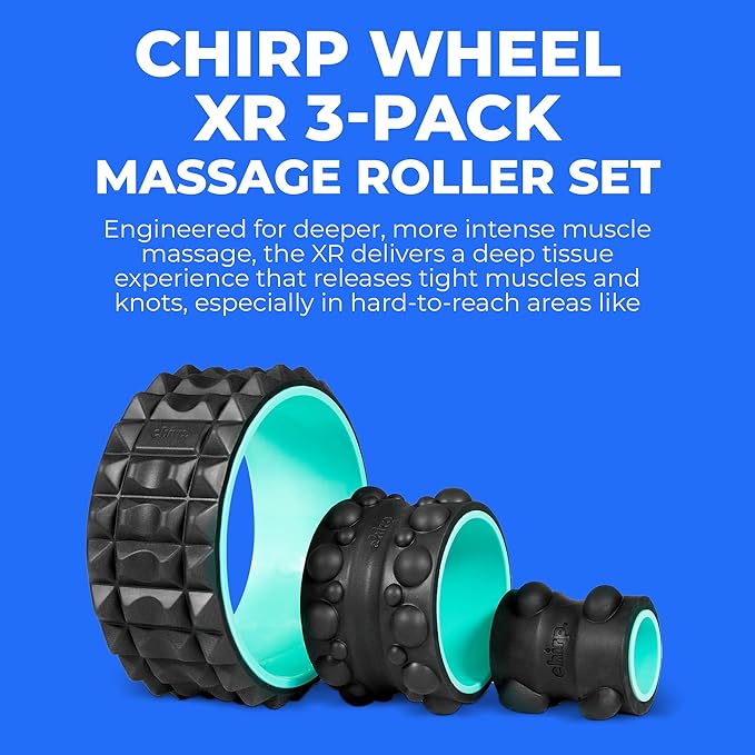 Chirp Wheel XR 3-Pack - 10” Acupressure, 6” Knot-Kneading Thumb, 4” Neck & Headache Relief, High Density Foam Massage Roller Set for Deep Tissue Back Roller & Muscle Therapy, Supports 500lbs, Mint