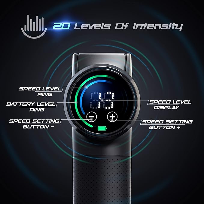 Fusion Black Pro Deep Tissue Massage Gun for Athletes - Percussion Massager for Pain Relief, Muscle Therapy and Relaxation