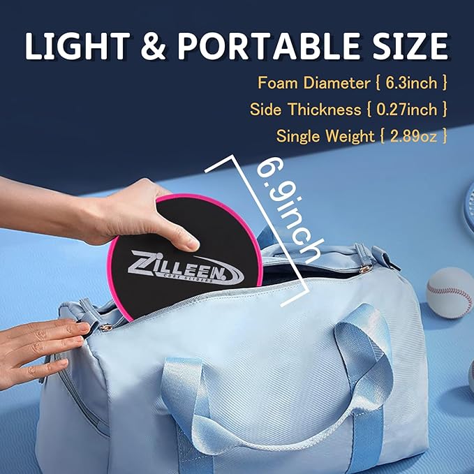 ZILLEEN Exercise Sliders for Working Out Fitness Discs for Pilates Women Men, 2 Pack