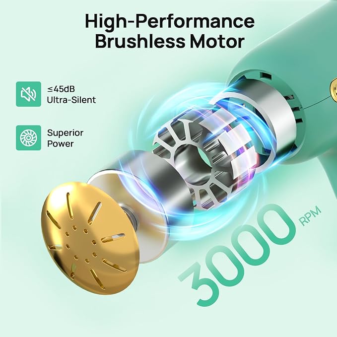 Super Mini Massage Gun Deep Tissue, Pocket-Sized Muscle Massager with 5-Speed & 4 Attachments, Portable Handheld Massager Quiet for Home/Gym/Travel, Ideal Gift for Men & Women, Athletes, Green