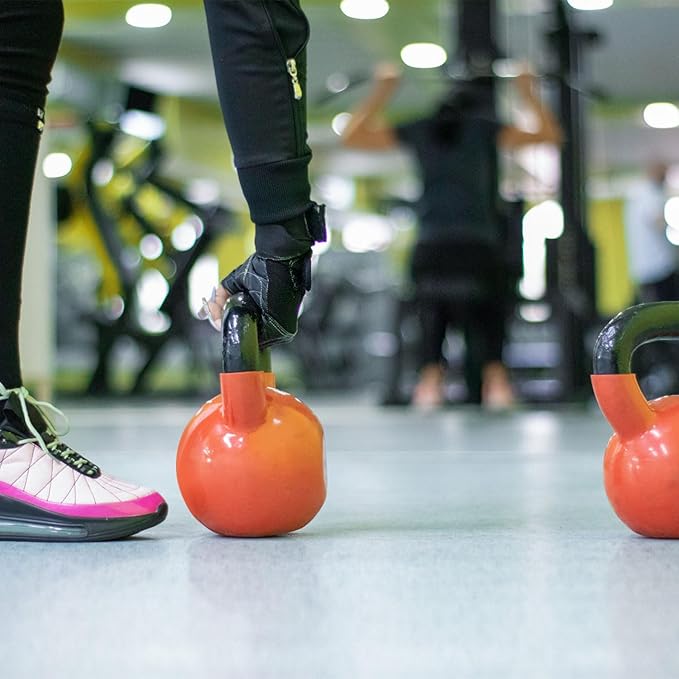 20, 25, 30, 35, 40, 45 Lbs Kettlebell Iron Sand Filled Weights for Women and Men, Orange Kettlebells with Smooth PP Material Surface and Non-slip Handle, Multiple Sizes and Weights