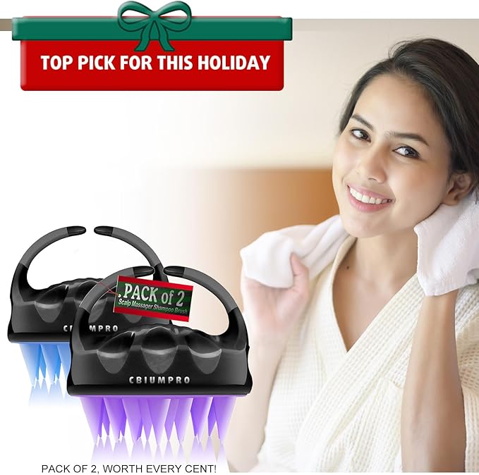 Cbiumpro 2-Pack Scalp Massager Shampoo Brush, Ultra Soft Silicone Scalp Scrubber Exfoliator Brush for Hair Growth & Dandruff Removal - 100% Fit All Hair Types